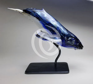 Humpback ~ Original Glass Jt2021-140 Blue Disp / 19X17.5X8 Blown Sculpture