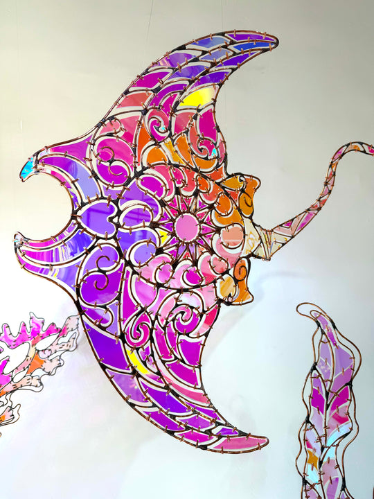 'Cosmic Voyagers - The Mantaray ~ Original Dichroic Glass Sculpture