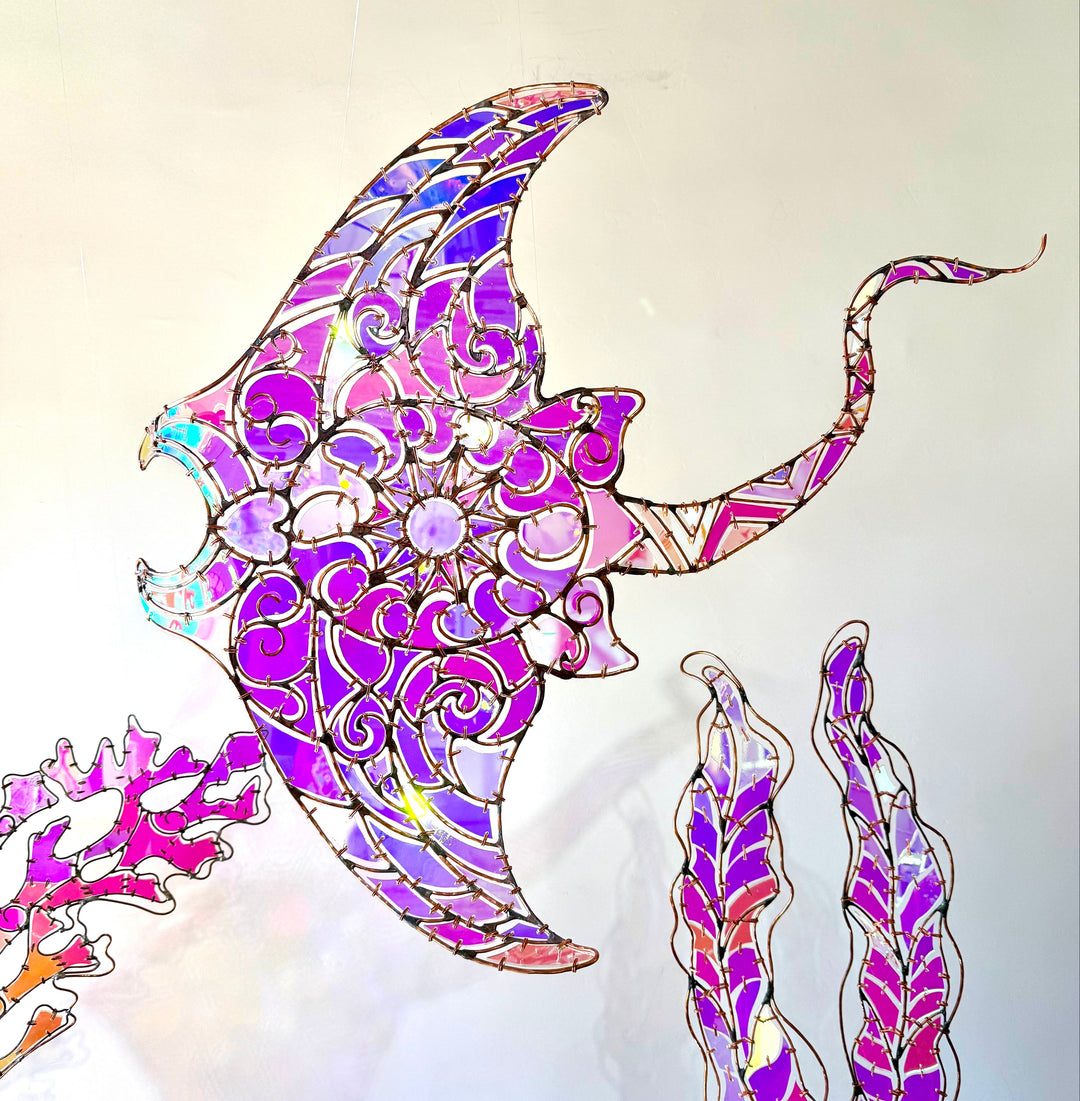 'Cosmic Voyagers - The Mantaray ~ Original Dichroic Glass Sculpture