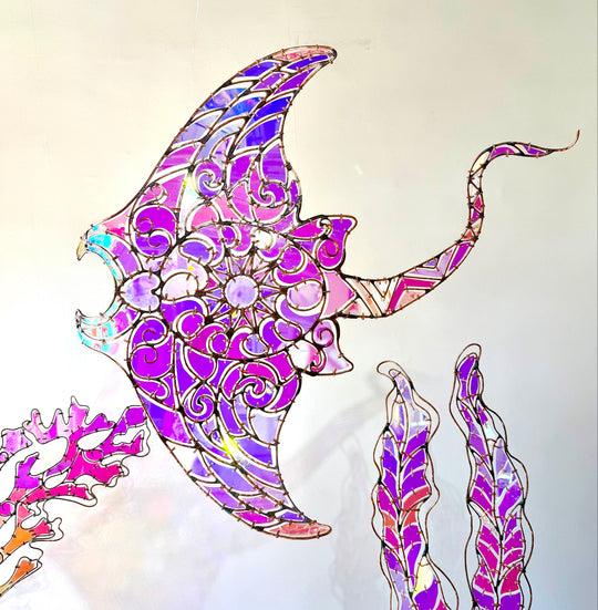 'Cosmic Voyagers - The Mantaray ~ Original Dichroic Glass Sculpture