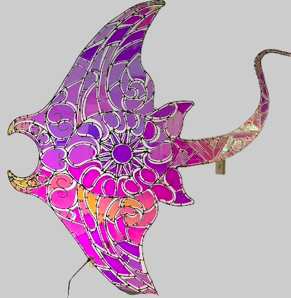 'Cosmic Voyagers - The Mantaray ~ Original Dichroic Glass Sculpture