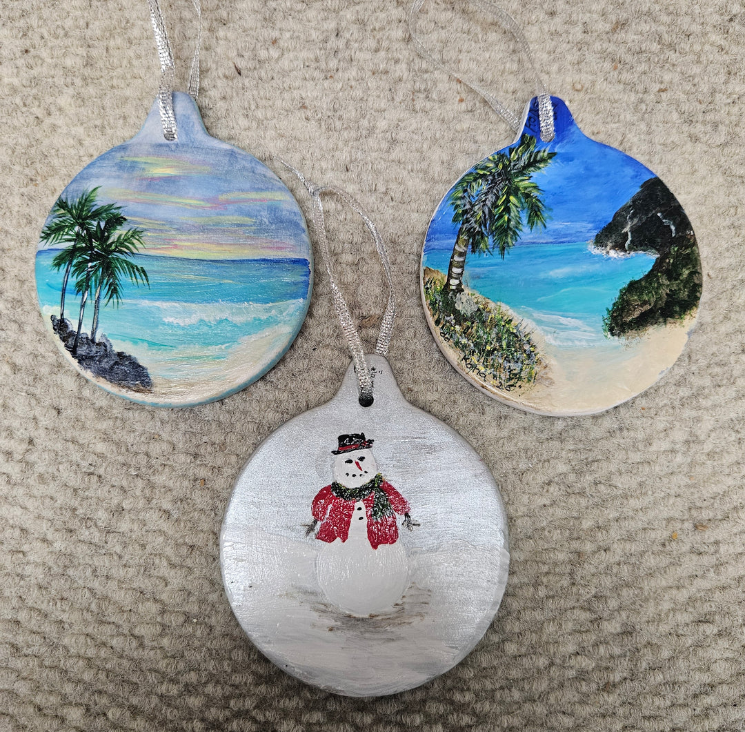 Hand Painted Original Tropical Holiday Ornament