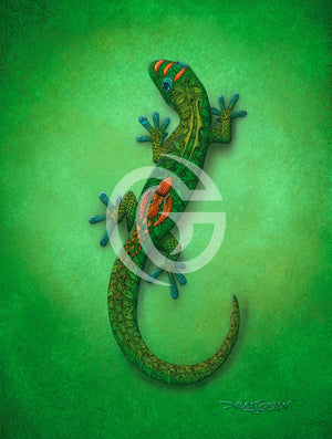 Green Day Gecko Canvas Giclees