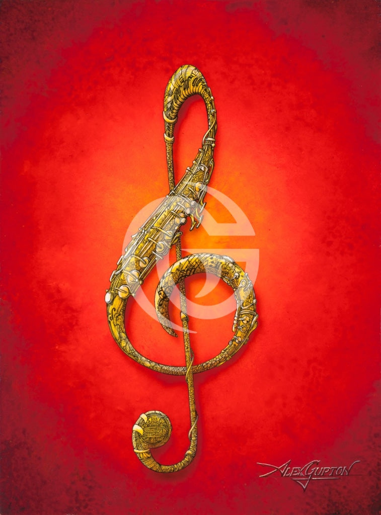 11X14 Paper Prints - Treble Clef Print