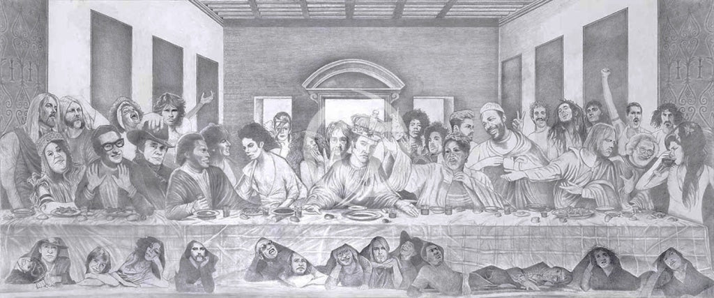 Rock N Roll Last Supper - B&w Canvas Giclees